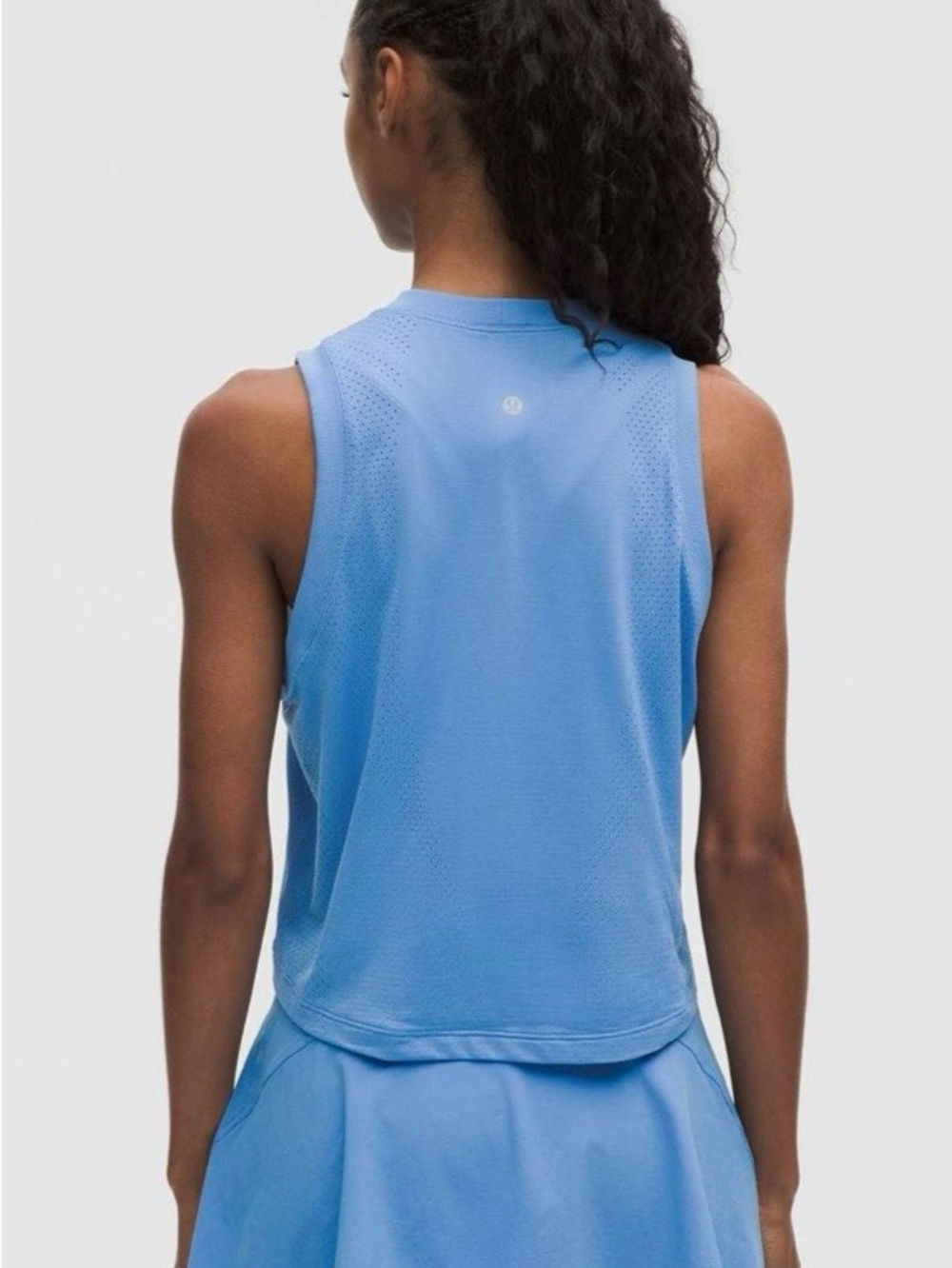Lululemon NWT Swiftly High Low Cropped Tank Top Pool Party Blue Size 14 - Picture 2 of 11